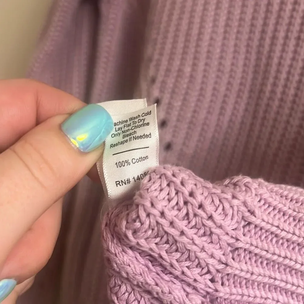 ✨Marine Layer Ramona Pointelle Accent Cotton Crewneck Purple Sz Small Sweater✨